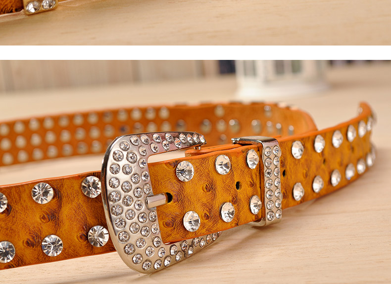 New Fashion Rhinestone belts for women Luxury Designer PU leather belt High quality Cow second layer skin strap female