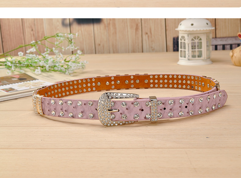 New Fashion Rhinestone belts for women Luxury Designer PU leather belt High quality Cow second layer skin strap female