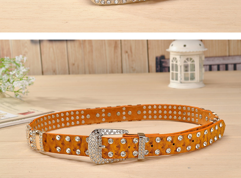 New Fashion Rhinestone belts for women Luxury Designer PU leather belt High quality Cow second layer skin strap female