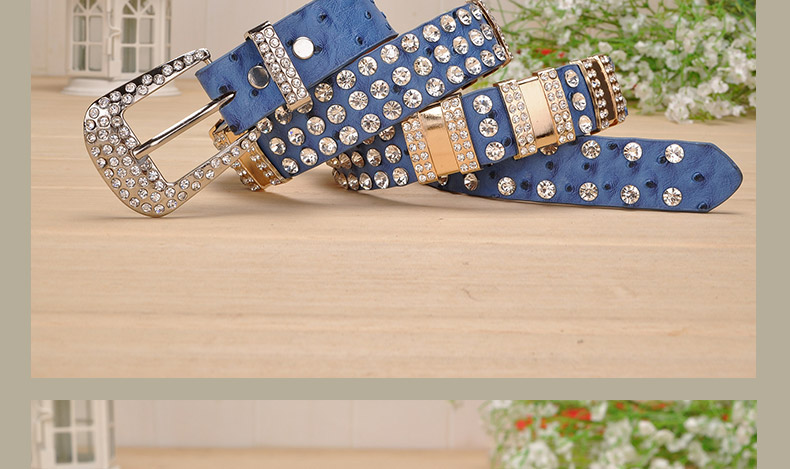 New Fashion Rhinestone belts for women Luxury Designer PU leather belt High quality Cow second layer skin strap female