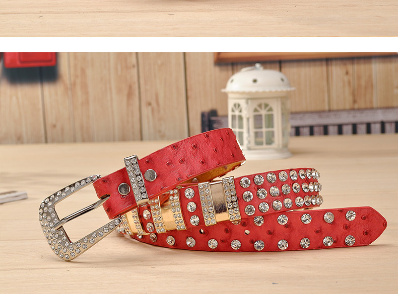 New Fashion Rhinestone belts for women Luxury Designer PU leather belt High quality Cow second layer skin strap female