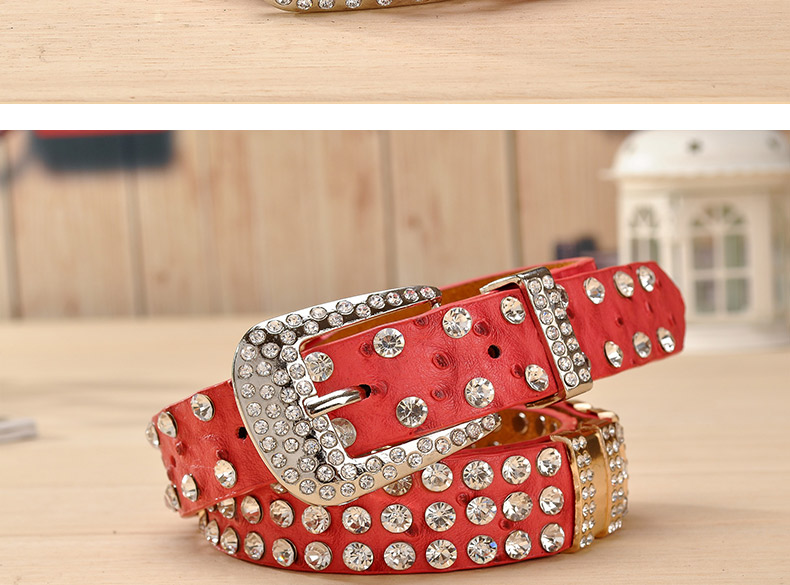 New Fashion Rhinestone belts for women Luxury Designer PU leather belt High quality Cow second layer skin strap female