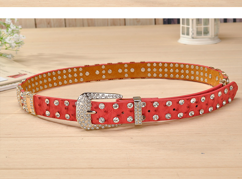 New Fashion Rhinestone belts for women Luxury Designer PU leather belt High quality Cow second layer skin strap female