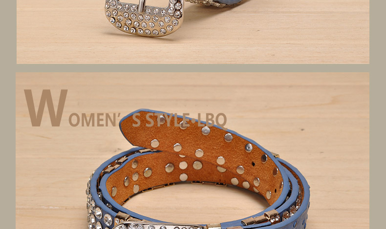 New Fashion Rhinestone belts for women Luxury Designer PU leather belt High quality Cow second layer skin strap female