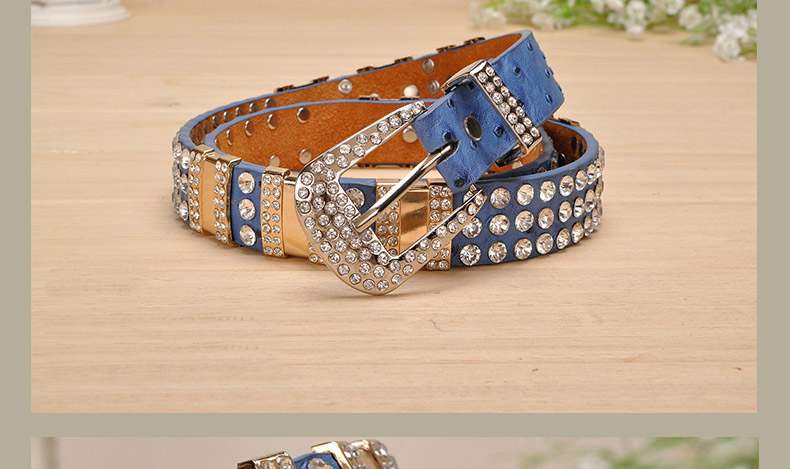 New Fashion Rhinestone belts for women Luxury Designer PU leather belt High quality Cow second layer skin strap female
