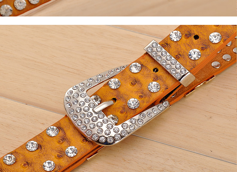 New Fashion Rhinestone belts for women Luxury Designer PU leather belt High quality Cow second layer skin strap female