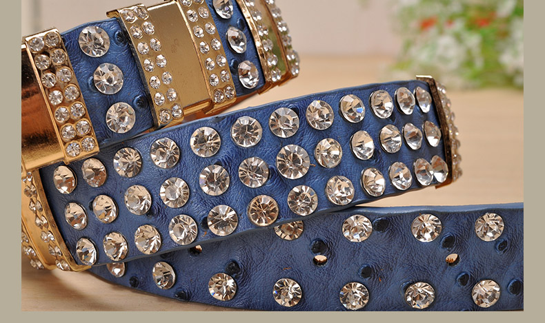 New Fashion Rhinestone belts for women Luxury Designer PU leather belt High quality Cow second layer skin strap female
