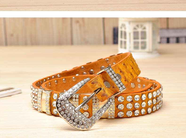 New Fashion Rhinestone belts for women Luxury Designer PU leather belt High quality Cow second layer skin strap female