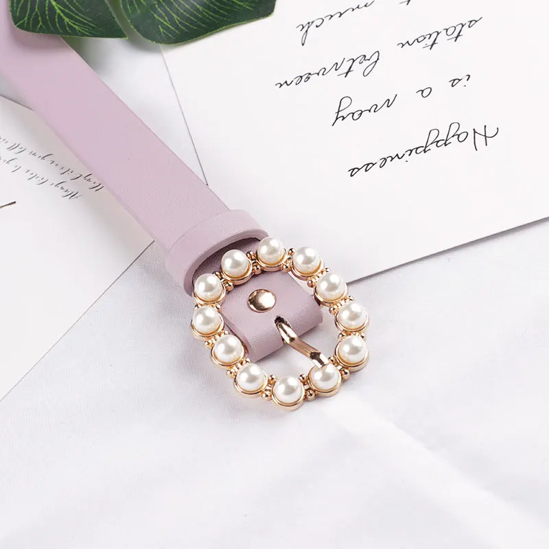 New Ladies Pearl Decorative Belt Fashion Round Pin Buckle Simple Belts Retro Jeans Dress Waistband For Head Decoration Button