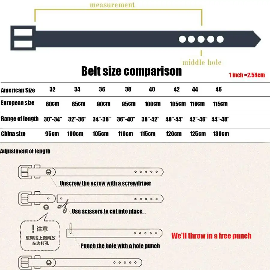 Full Grain Leather Belts Waistband for Male Fashion Men Cow Leather Belt Black/Coffee Width:3.4cm Length:105-125cm