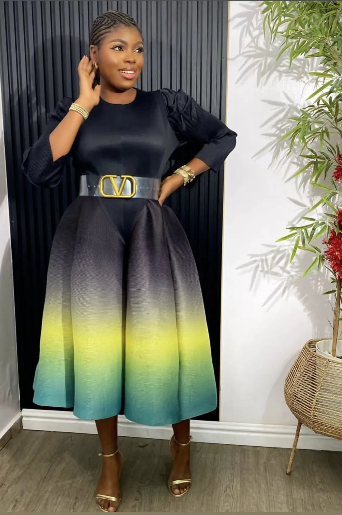 2024 Miyake Dress New Three House Pleated Loose Round Neck Long Sleeved Tapered Hem Fluffy Vestid  Women De Fiesta Pedreriaos