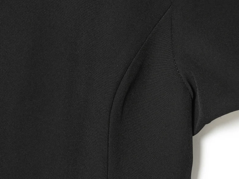 ETJ 2025 women's new products are elegant and stylish Short dress with a boat neck and short sleeves with pleats black dress