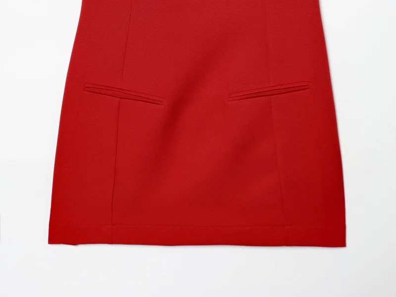 ETJ 2025 women's new products are elegant and stylish Short dress with a boat neck and short sleeves with pleats black dress
