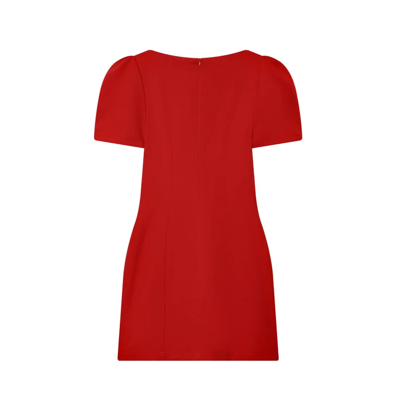 ETJ 2025 women's new products are elegant and stylish Short dress with a boat neck and short sleeves with pleats black dress