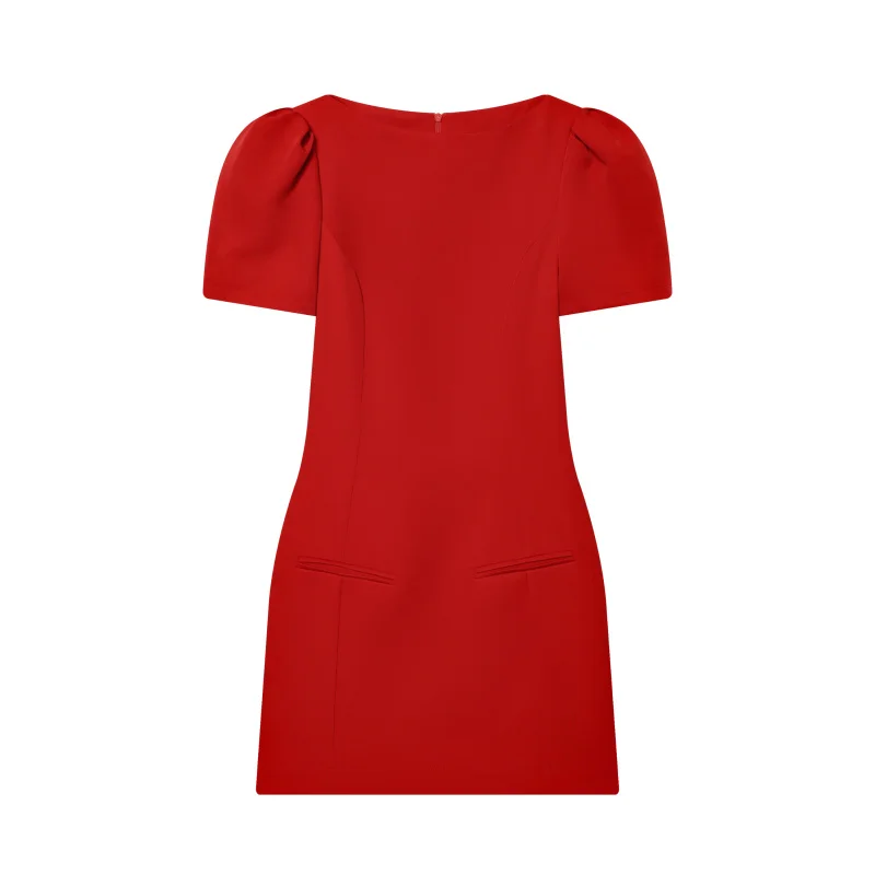 ETJ 2025 women's new products are elegant and stylish Short dress with a boat neck and short sleeves with pleats black dress
