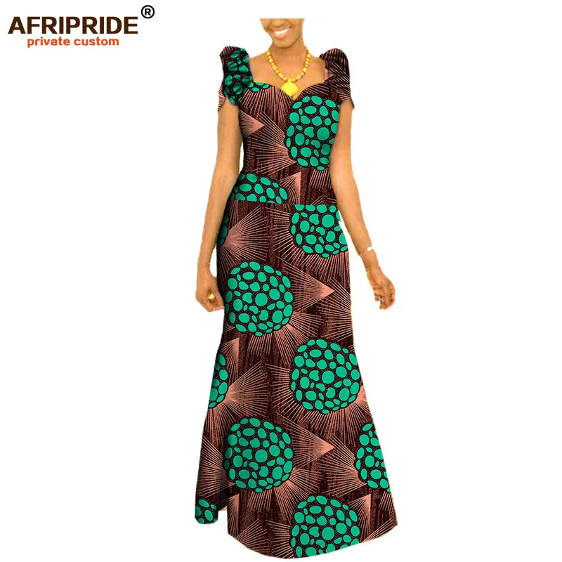 Autumn African Clothing Long Maxi Dresses for Women Short Sleeve Ankara Fabric Dashi Print Dress Plus Size Outfit A722583