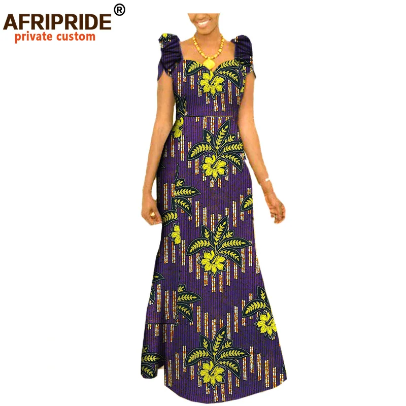 Autumn African Clothing Long Maxi Dresses for Women Short Sleeve Ankara Fabric Dashi Print Dress Plus Size Outfit A722583