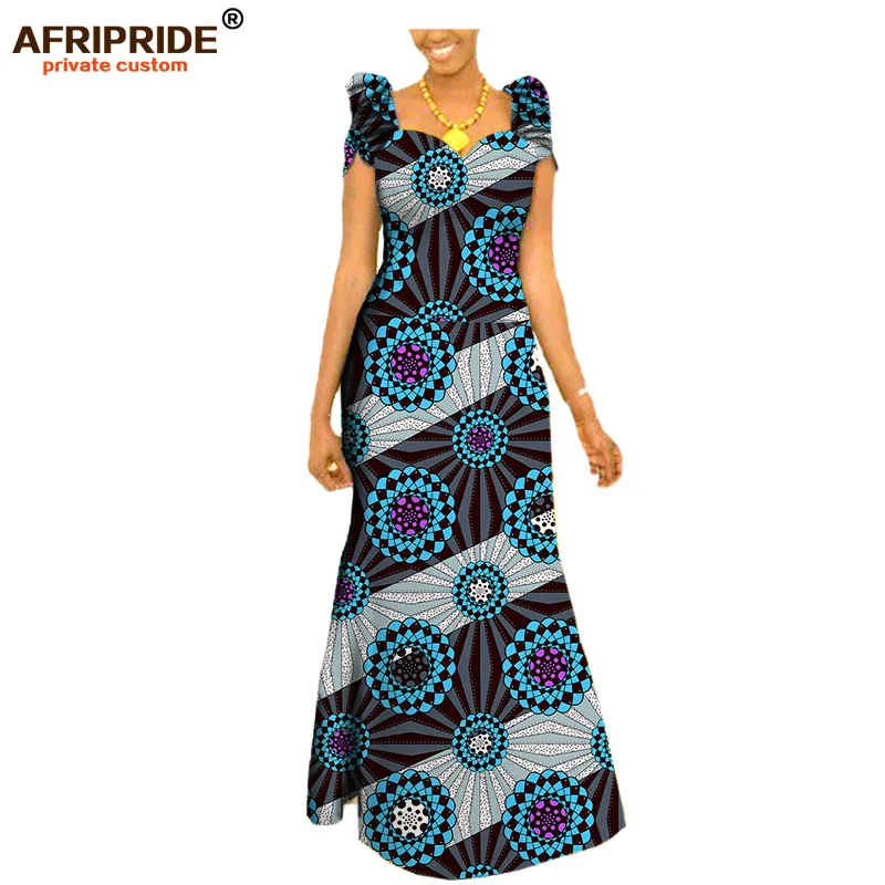 Autumn African Clothing Long Maxi Dresses for Women Short Sleeve Ankara Fabric Dashi Print Dress Plus Size Outfit A722583
