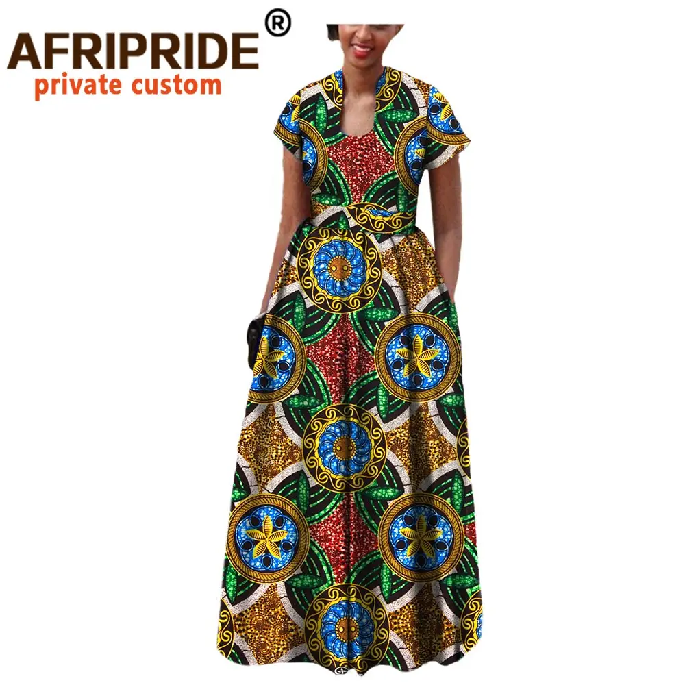 African Dress for Women Autumn Short Sleeve with Sashes Decoration Floor Length Bohemian Style Party Outfits A7225117