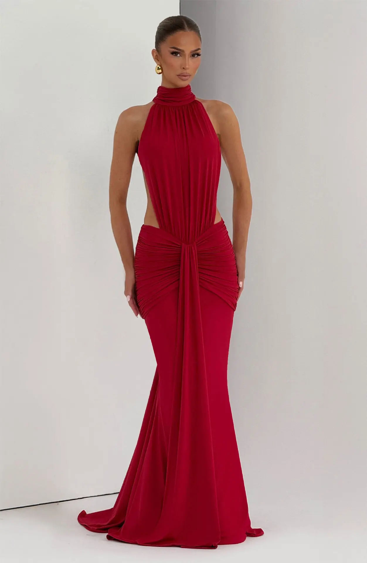 Townlike Ribbon Pleated Slim Bodycon Maxi Long Dress Women Halter 2026 Spring Summer Dress Backless Nightclub Sexy Party Dresses
