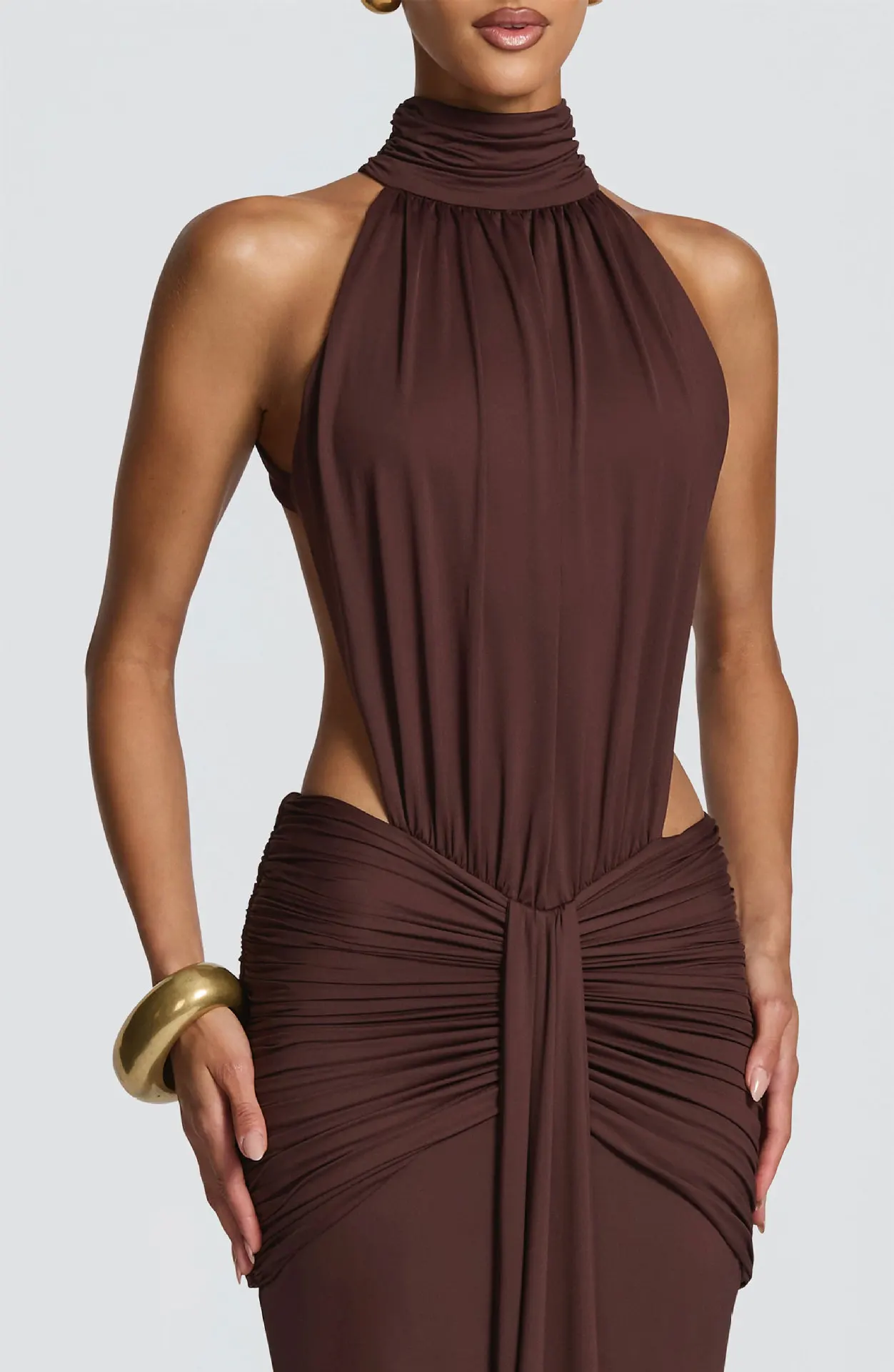 Townlike Ribbon Pleated Slim Bodycon Maxi Long Dress Women Halter 2026 Spring Summer Dress Backless Nightclub Sexy Party Dresses