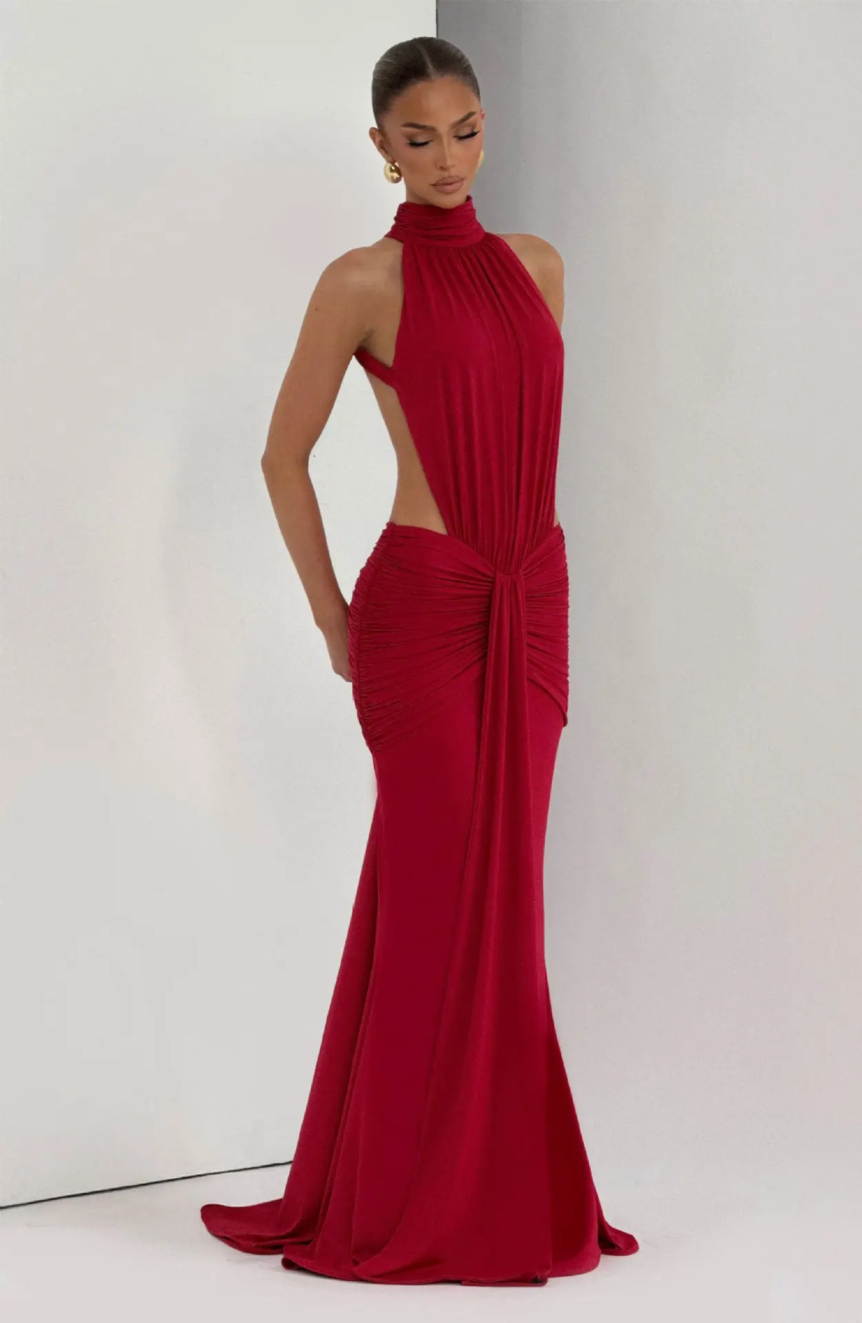 Townlike Ribbon Pleated Slim Bodycon Maxi Long Dress Women Halter 2026 Spring Summer Dress Backless Nightclub Sexy Party Dresses