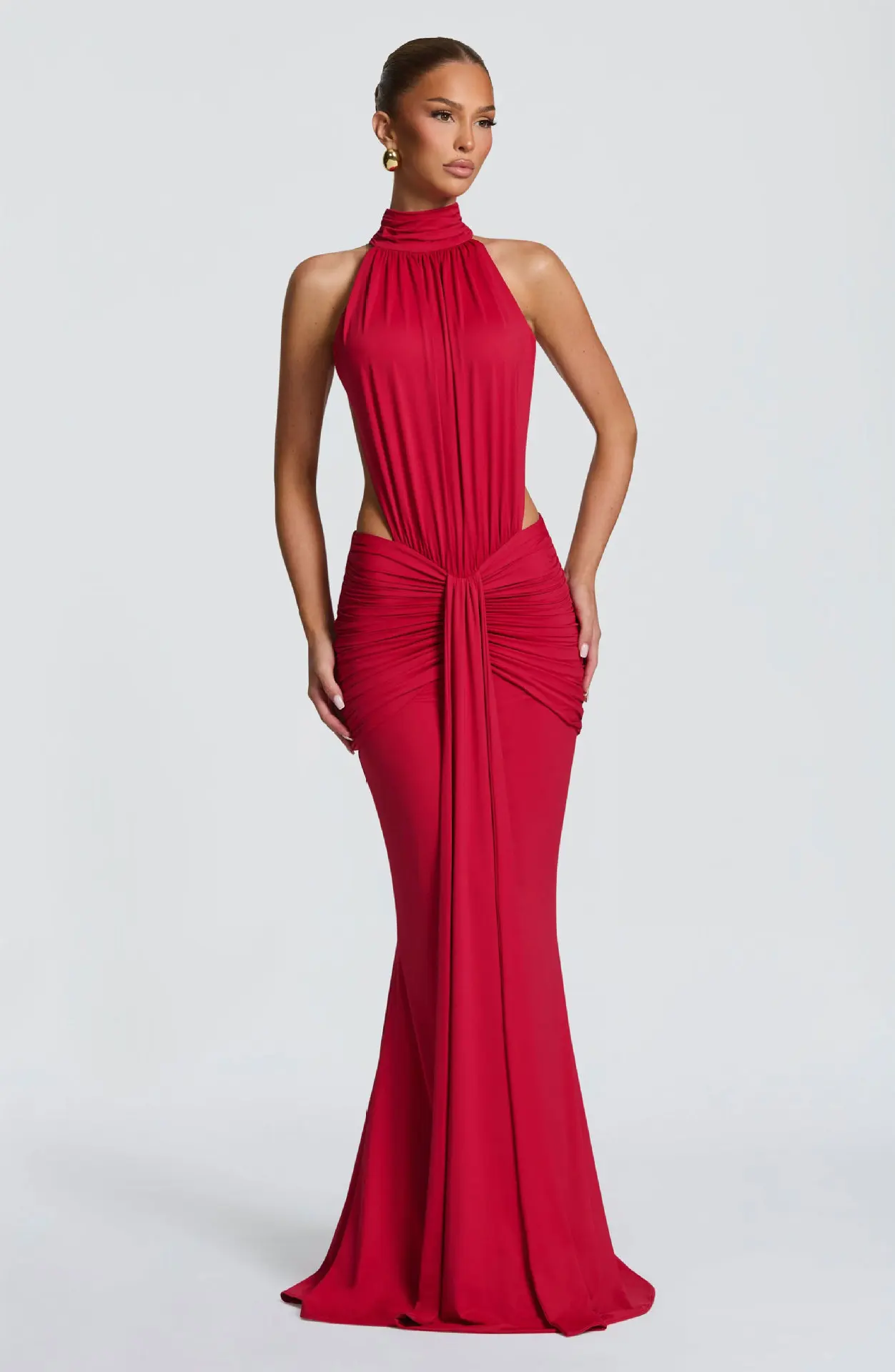 Townlike Ribbon Pleated Slim Bodycon Maxi Long Dress Women Halter 2026 Spring Summer Dress Backless Nightclub Sexy Party Dresses
