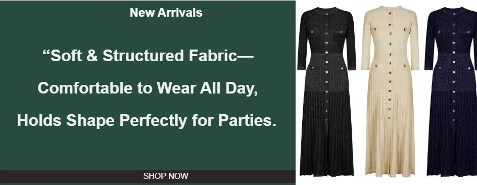 Trendy Women Knitted Midi Dress 3/4 Sleeve Button Front Pleated Slim Fit Navy Blue Elegant Casual Dress 2025