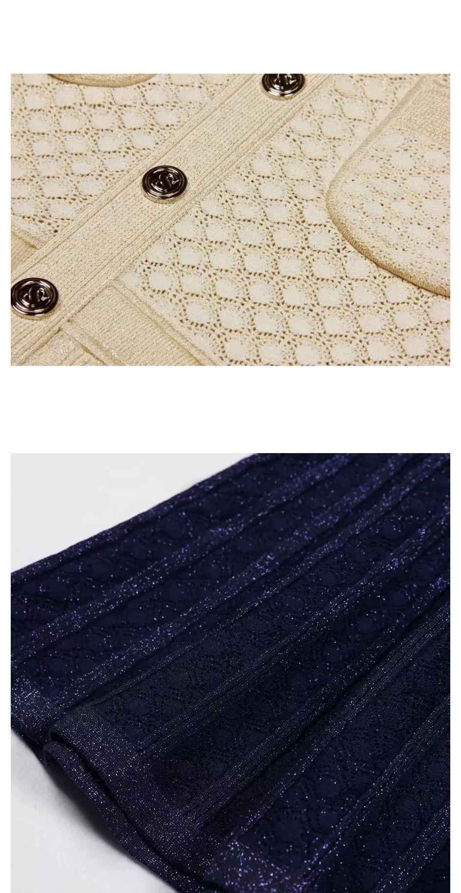 Trendy Women Knitted Midi Dress 3/4 Sleeve Button Front Pleated Slim Fit Navy Blue Elegant Casual Dress 2025