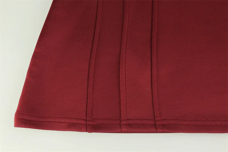 Sexy Women's Burgundy Mini Dress Luxury Turtleneck Transparent Long Sleeve A-line Short Dresses Evening Party Prom Cocktai New