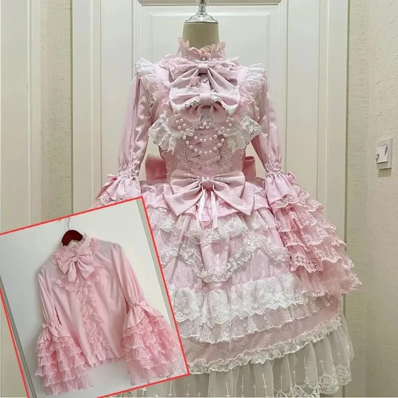 Summer Y2K Bandage Cake Dress Women Japanese Kawaii Lolita Strap Lace Bow Dress Retro Harajuku Fashion Clothing