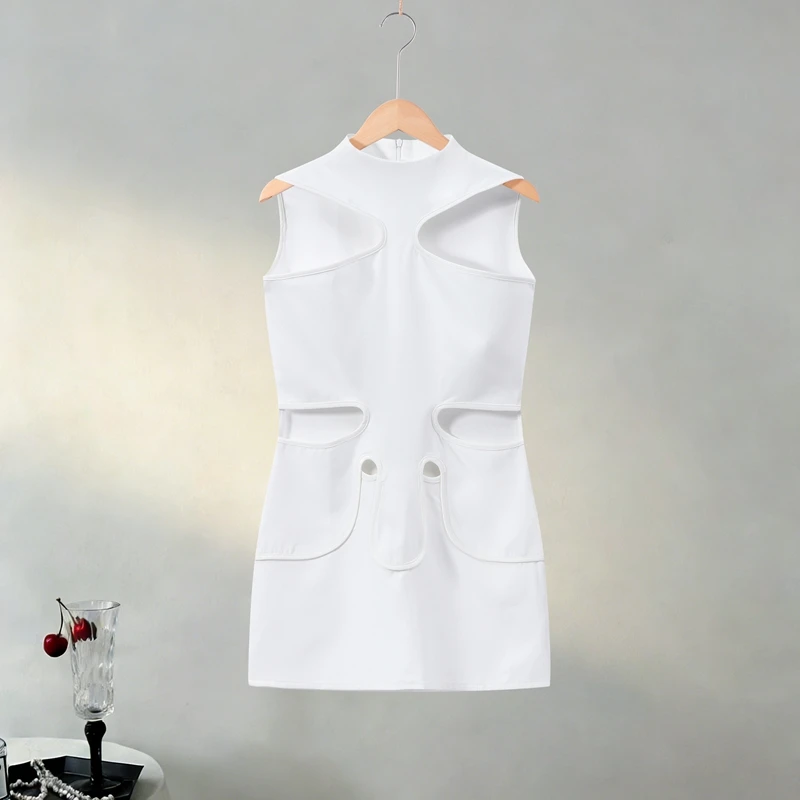 Elegant Halter Women's Dress Sleeveless Hollow Out Hip Package Lady Mini Dresses 2026 Spring Summer Chic Female Robe Holiday