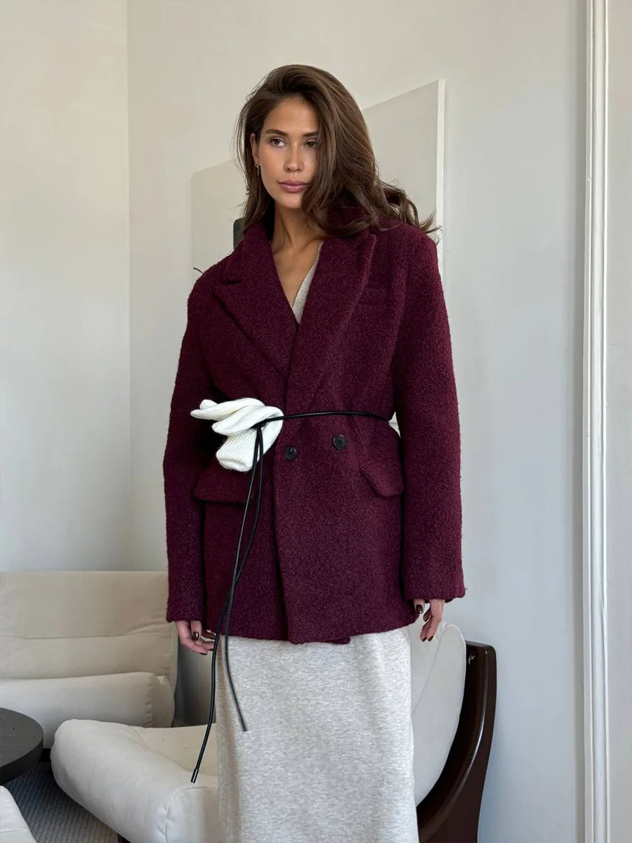 Hirsionsan Long Sleeve Autumn Winter Loose Polo Neck Sweater Dresses Women Soft Elegant Solid Knit Dress Female 2025 New Clothes