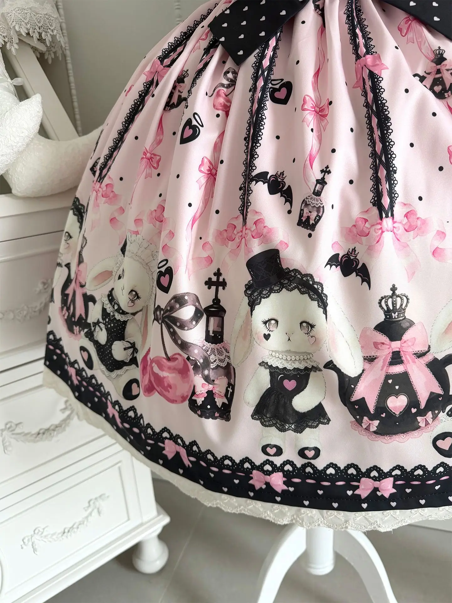 Sweetheart Lolita Sakura Rabbit Story full Lolita dress schoolgirl cute jsk summer dress women Slight Strech