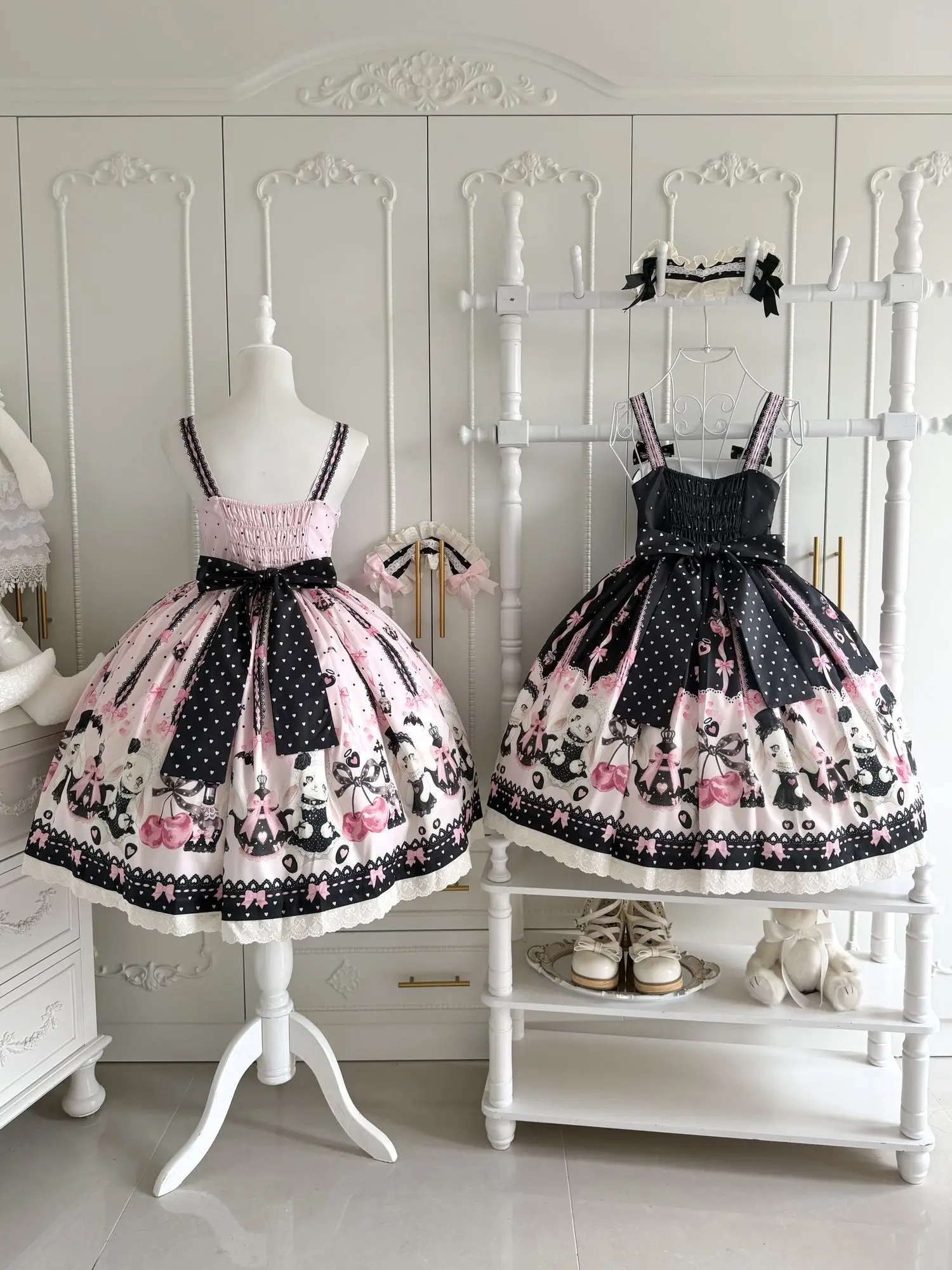 Sweetheart Lolita Sakura Rabbit Story full Lolita dress schoolgirl cute jsk summer dress women Slight Strech
