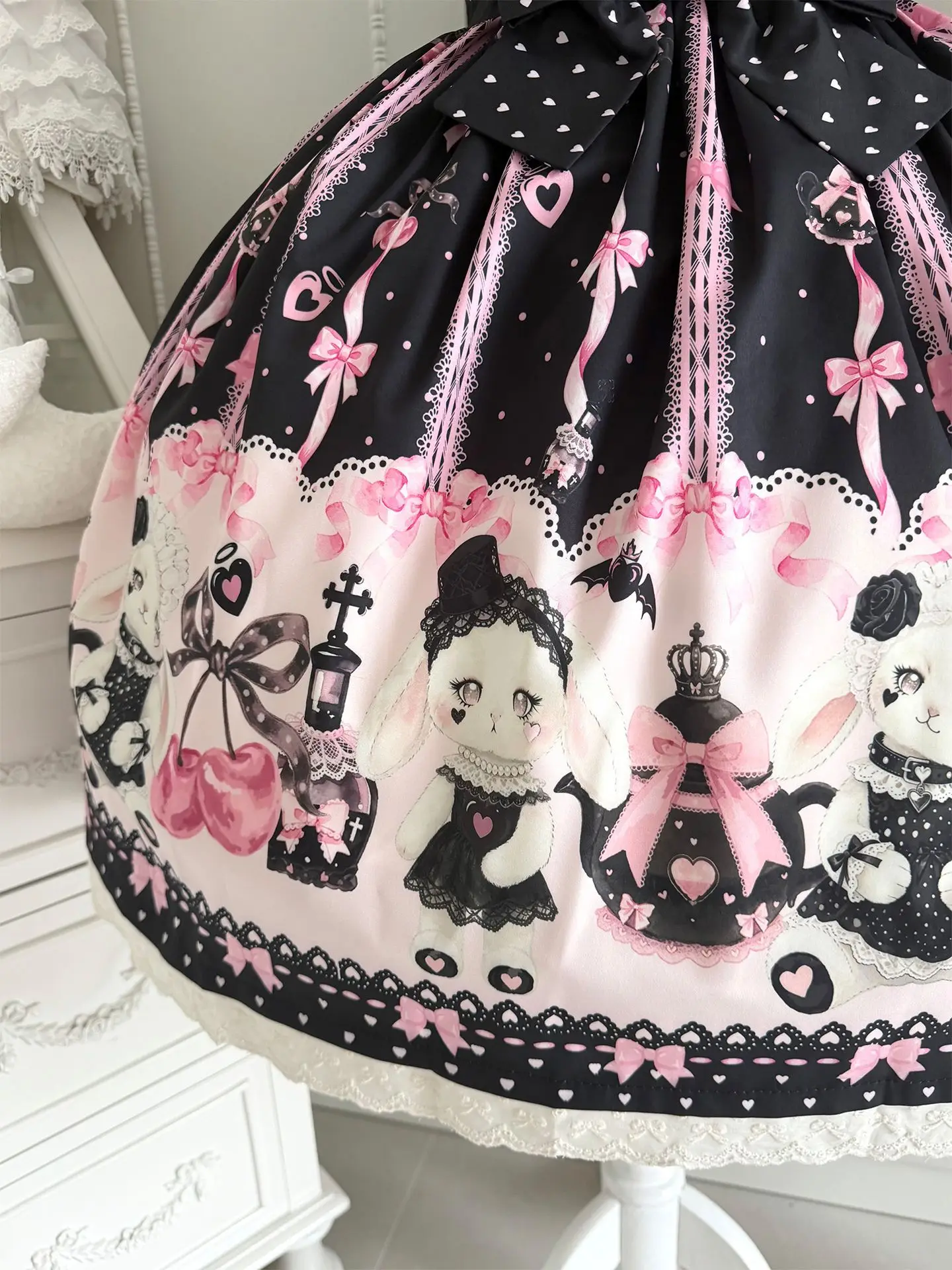 Sweetheart Lolita Sakura Rabbit Story full Lolita dress schoolgirl cute jsk summer dress women Slight Strech