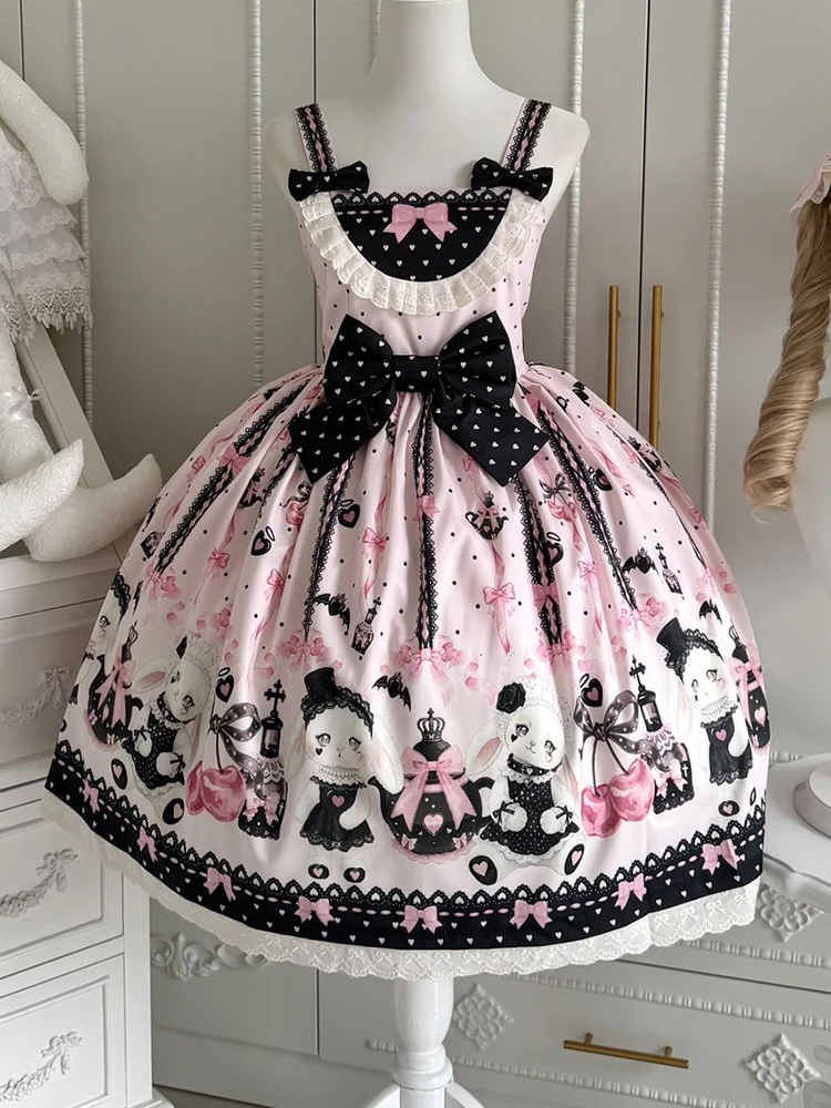 Sweetheart Lolita Sakura Rabbit Story full Lolita dress schoolgirl cute jsk summer dress women Slight Strech
