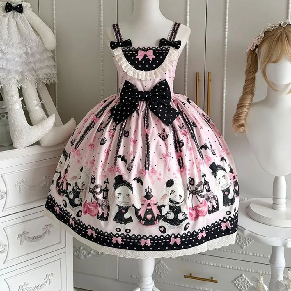 Sweetheart Lolita Sakura Rabbit Story full Lolita dress schoolgirl cute jsk summer dress women Slight Strech