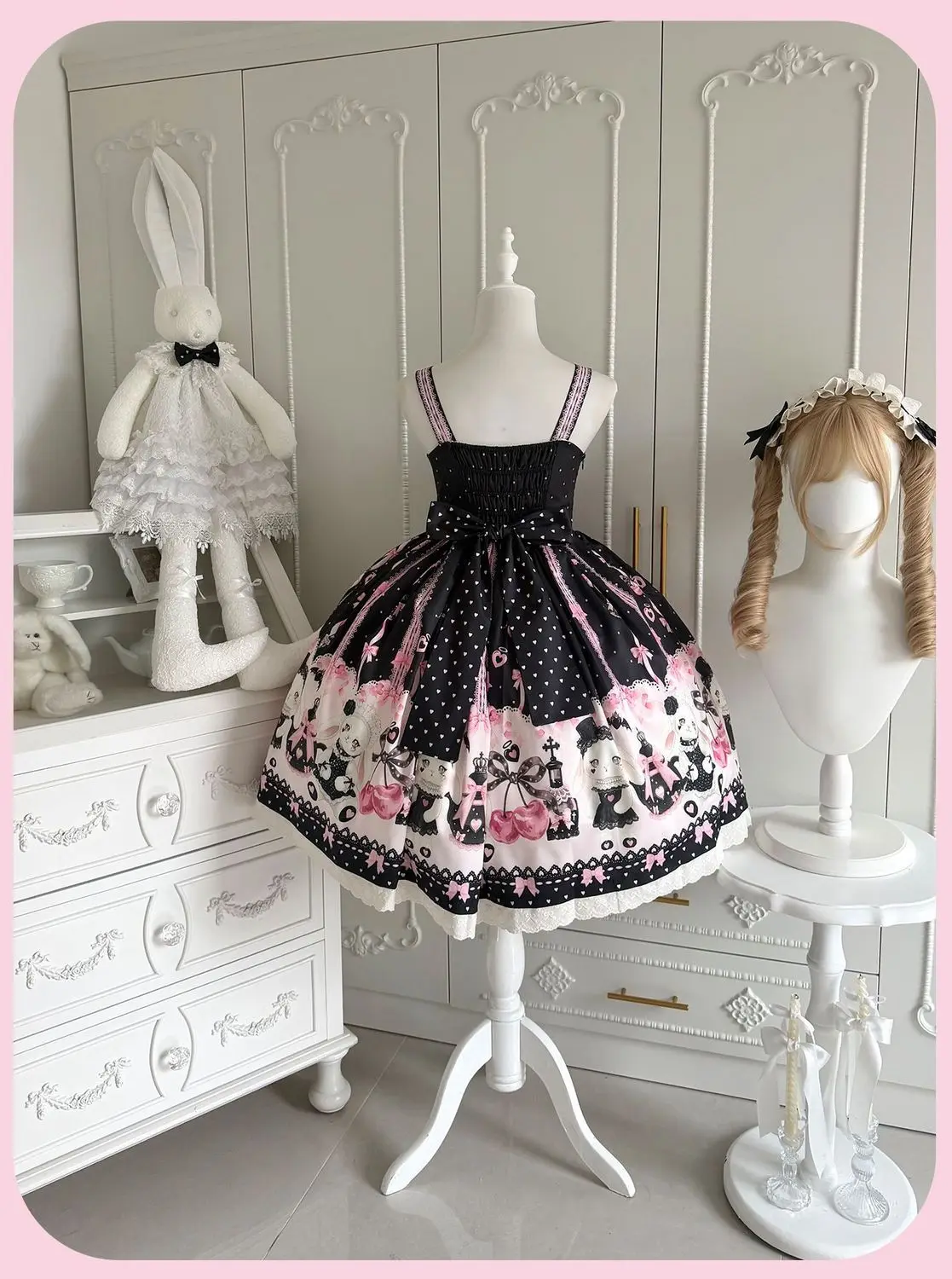 Sweetheart Lolita Sakura Rabbit Story full Lolita dress schoolgirl cute jsk summer dress women Slight Strech