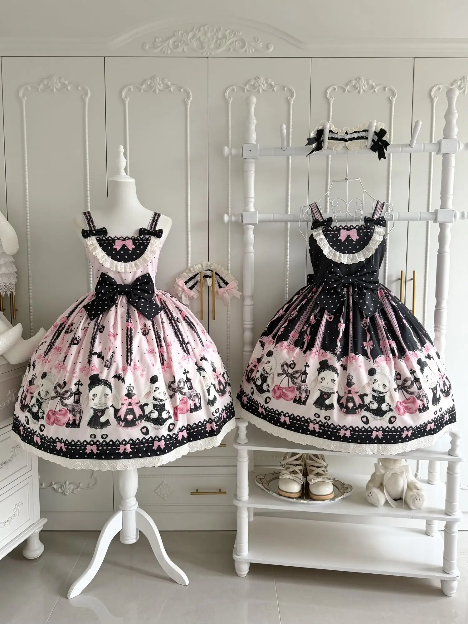 Sweetheart Lolita Sakura Rabbit Story full Lolita dress schoolgirl cute jsk summer dress women Slight Strech