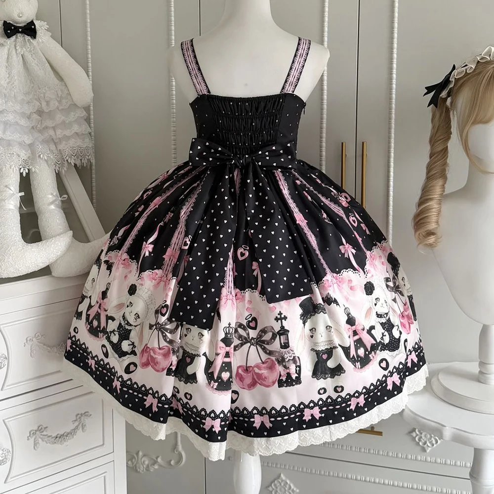 Sweetheart Lolita Sakura Rabbit Story full Lolita dress schoolgirl cute jsk summer dress women Slight Strech