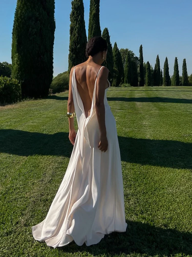 Sexy Women Dress Hollow Sleeveless Deep V Neck Big Backless Hip Package Long Dresses Elegant Summer New Beach Holiday Robes Lady