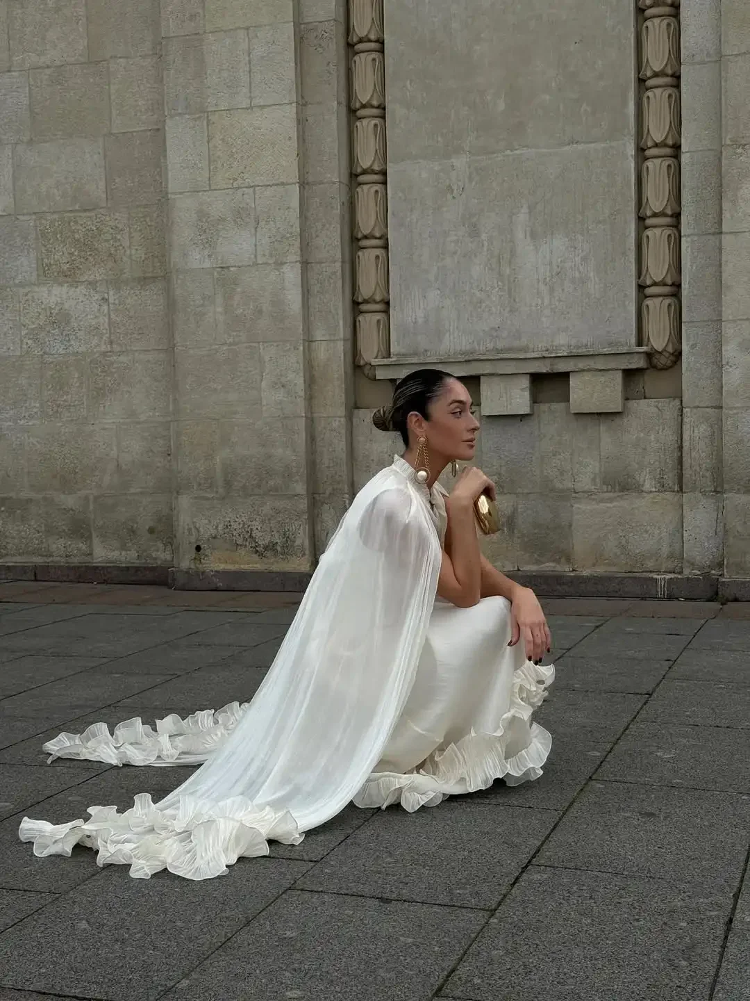 Ivory Sleeveless Ruffled Hem Maxi Dress Women Flowy Solid Cloak Long 2026 Spring Summer Fashion Vacation Leisure Lady Vestidos