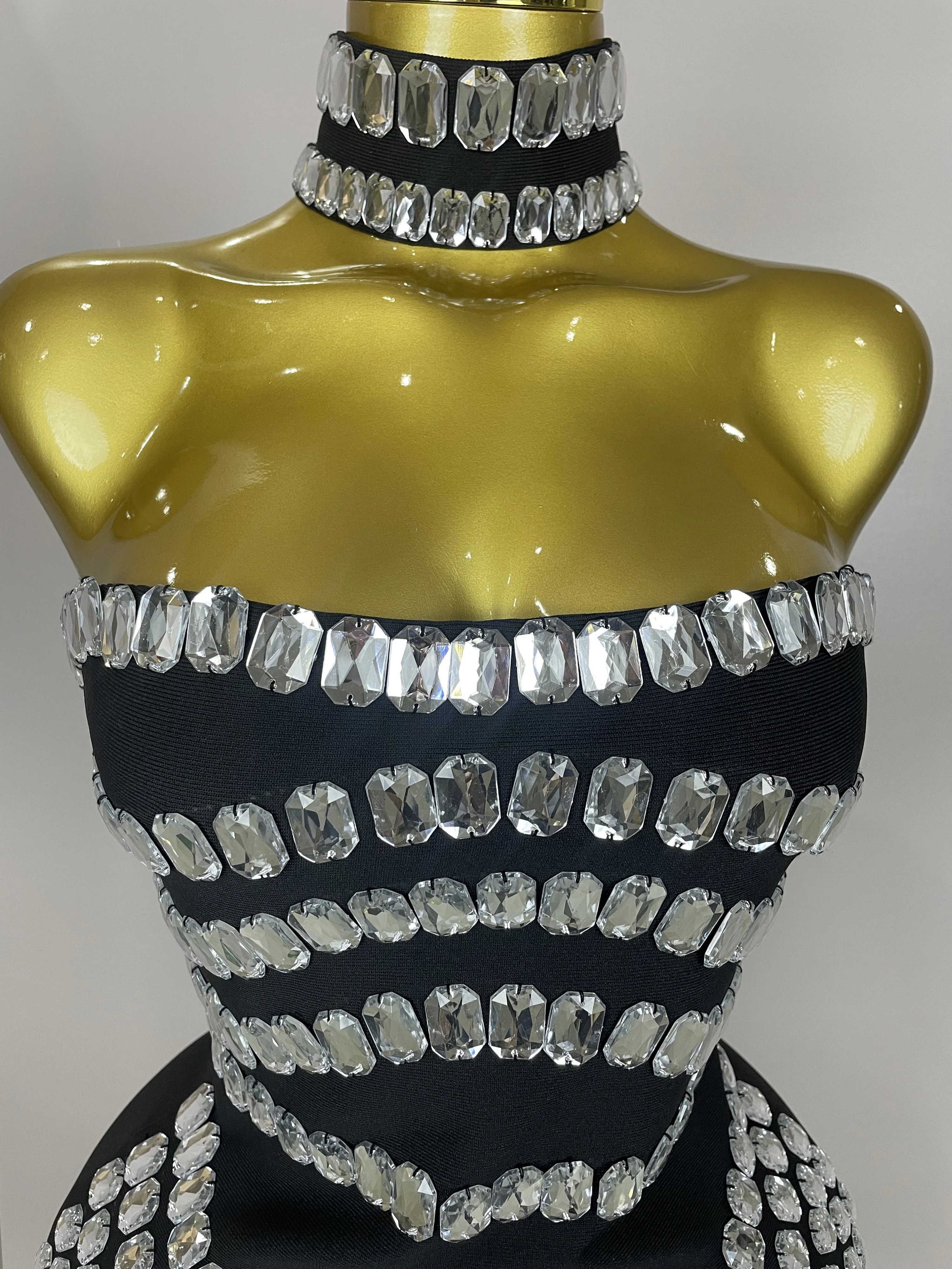 Women 2025 Sparkly Rhinestones Bodycon Strapless Mini Bandage Dress Backless Fashion Evening Party Club Luxury Birthday Dresses