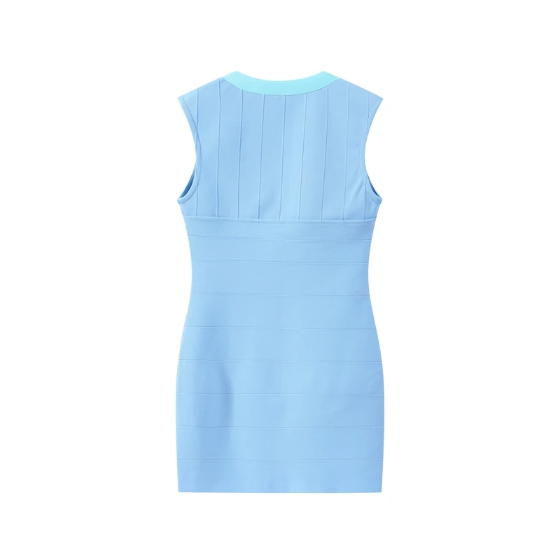 Elegant V-Neck Women's Dress Sleeveless Zippers Elastic Hip Package Lady Mini Dresses 2026 Summer Autumn Chic New Female Robe