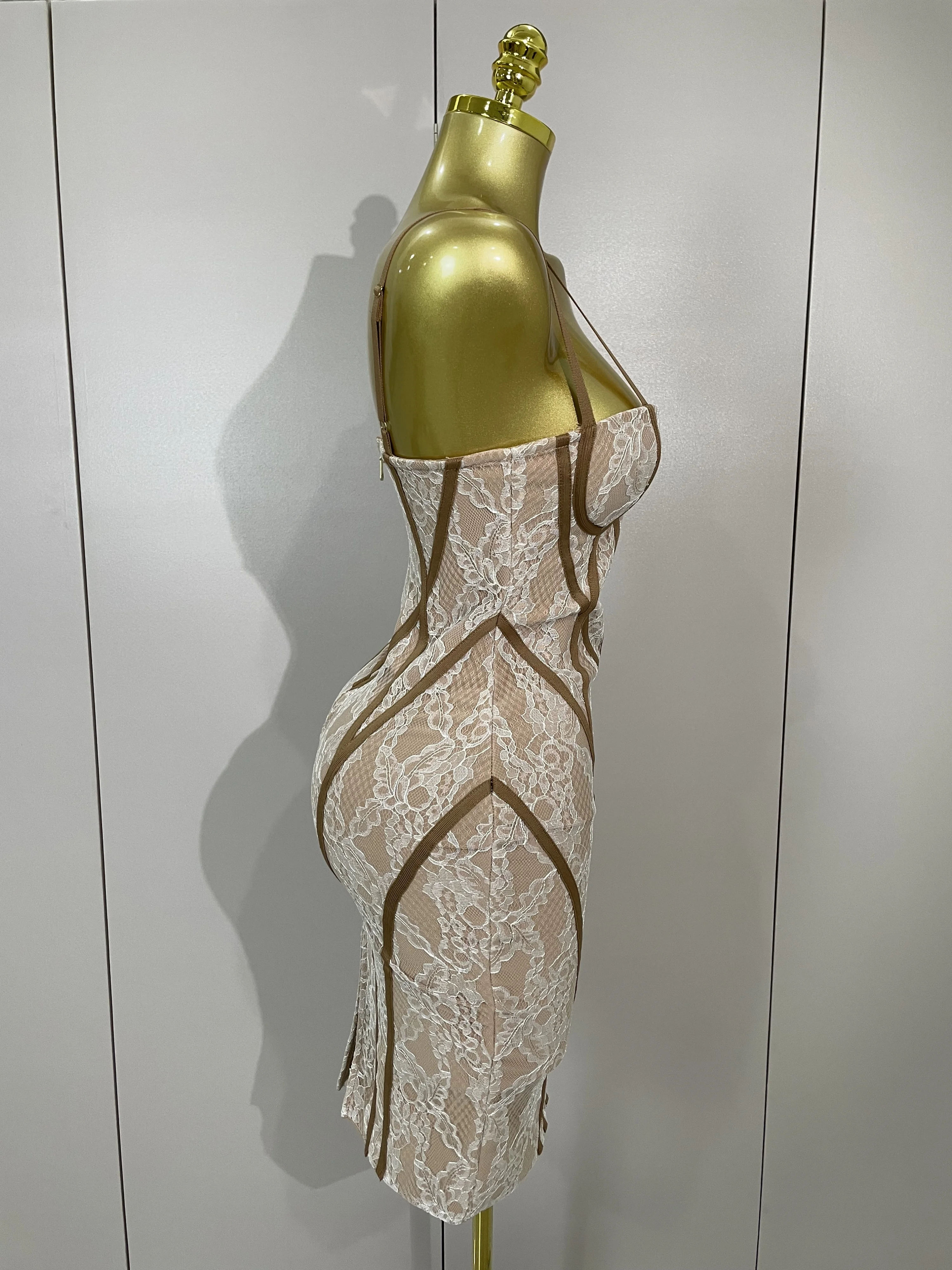 2025 New Women's Party Dress Original Design Camisole Lace Backless Evening Party Birthday Gowns Night Club Show Wear Vestido
