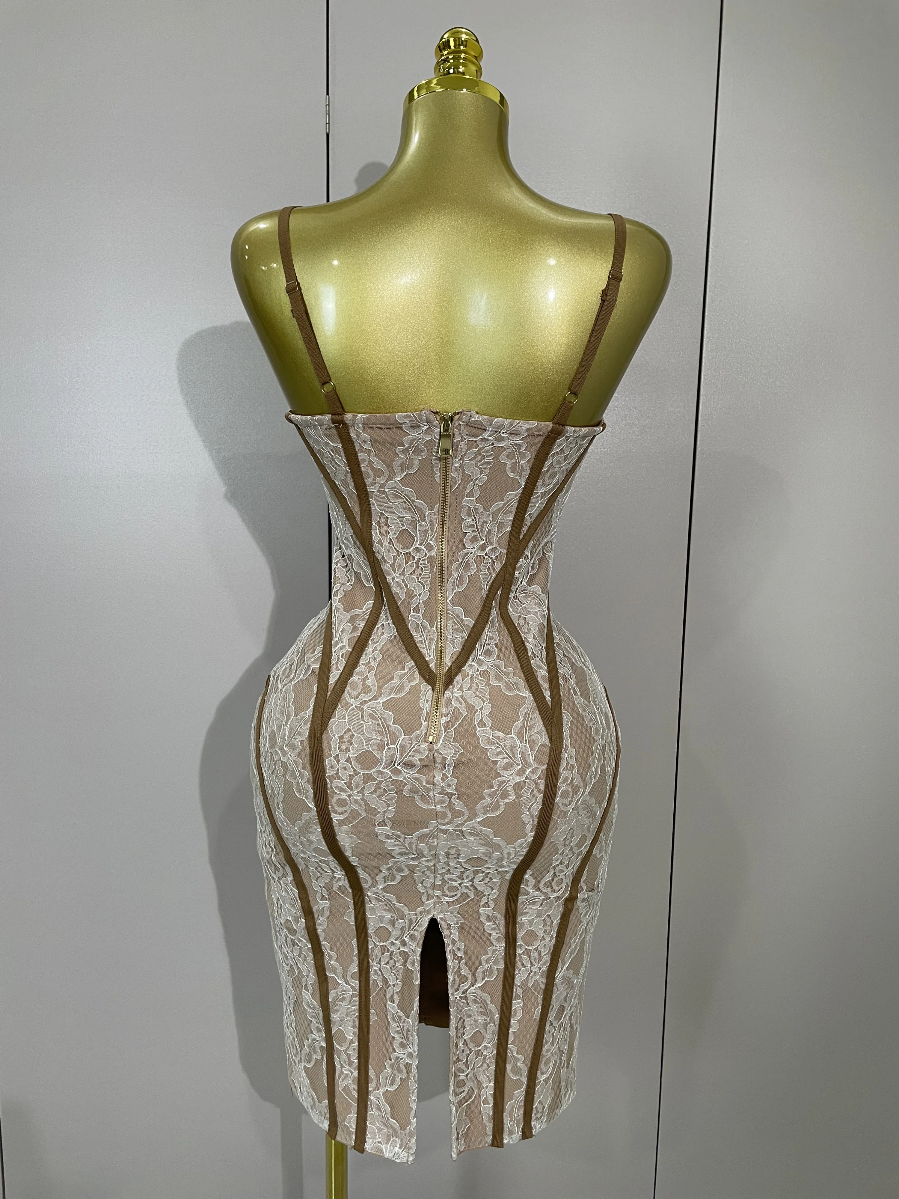 2025 New Women's Party Dress Original Design Camisole Lace Backless Evening Party Birthday Gowns Night Club Show Wear Vestido