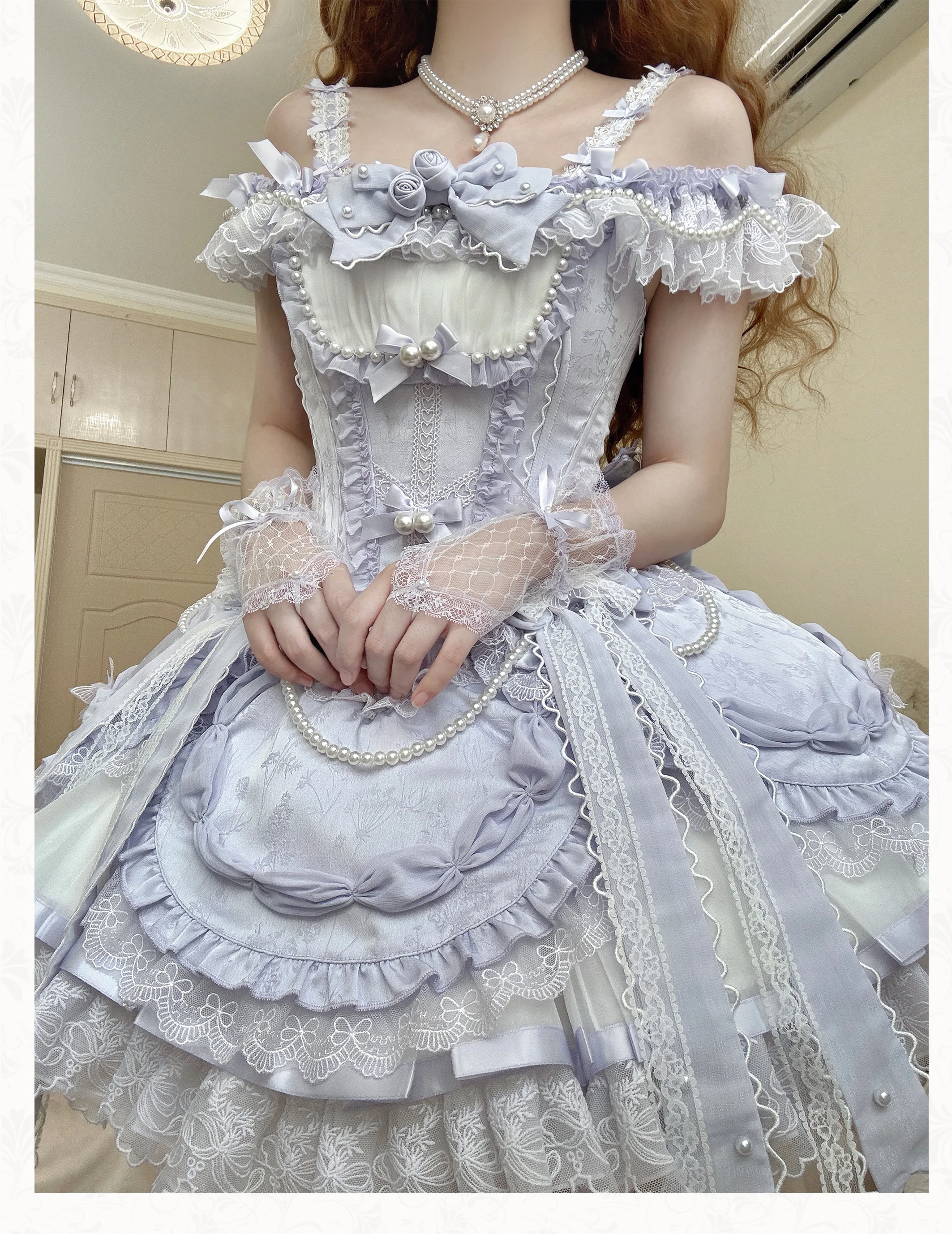 Pink Sweet Lolita Princess Dresses JSK Girl's Woman's Slim-Fit Elegant Lace Bow Tail Birthday Dress Y2k Ballet Style Mini Dress
