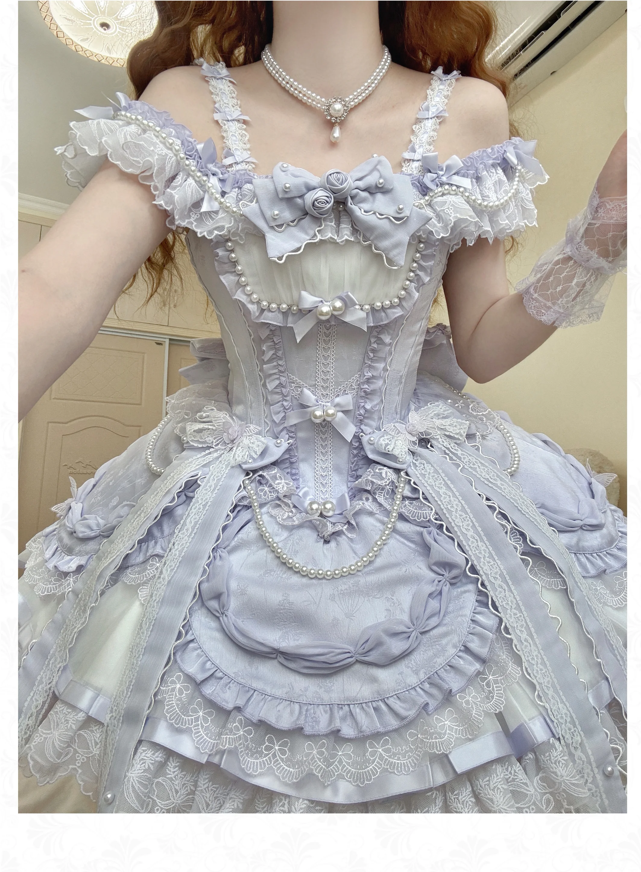 Pink Sweet Lolita Princess Dresses JSK Girl's Woman's Slim-Fit Elegant Lace Bow Tail Birthday Dress Y2k Ballet Style Mini Dress