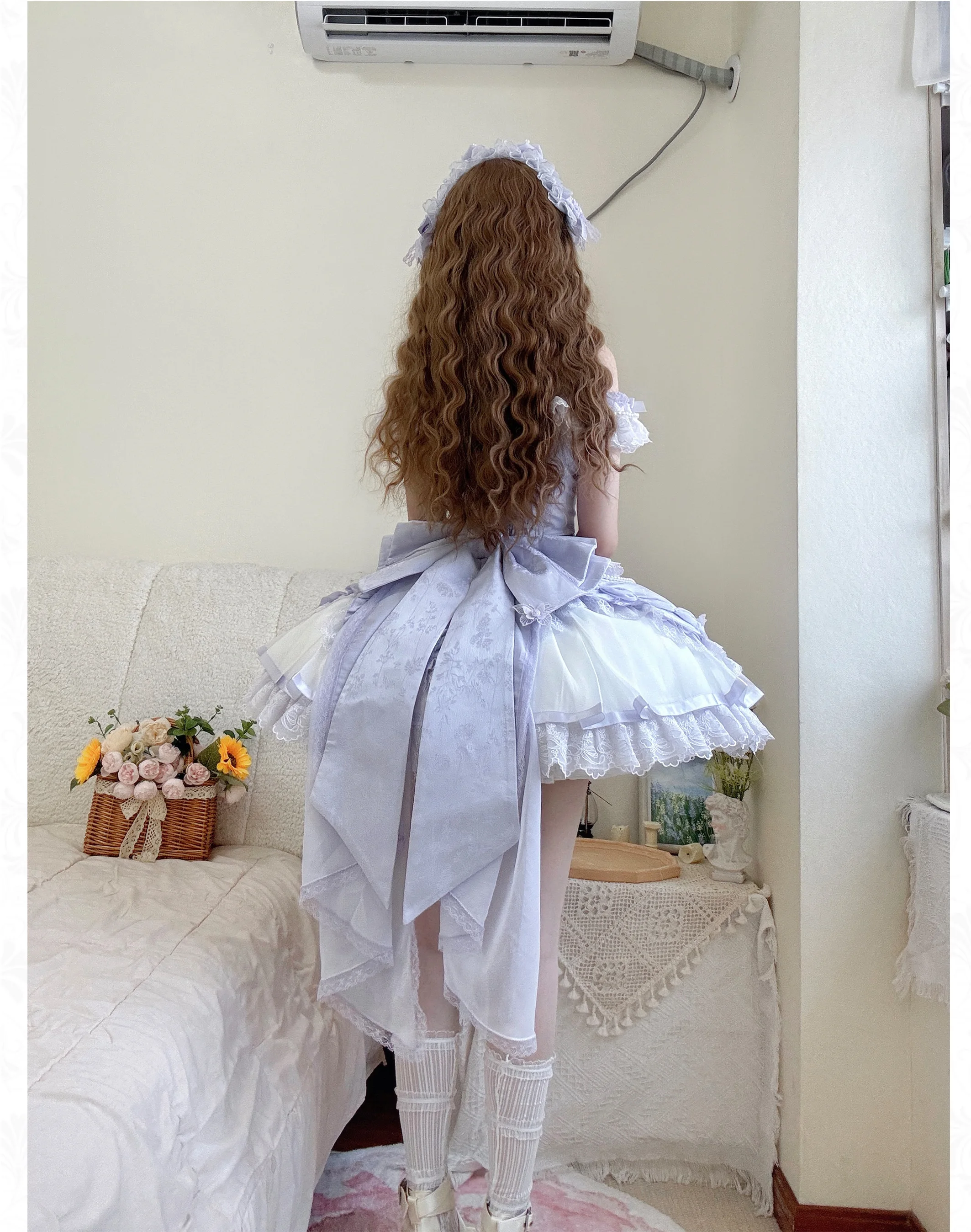 Pink Sweet Lolita Princess Dresses JSK Girl's Woman's Slim-Fit Elegant Lace Bow Tail Birthday Dress Y2k Ballet Style Mini Dress